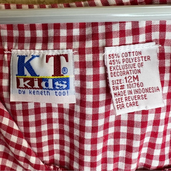 2/$20 Vintage 12M KT Kids Red Gingham tanktop Denim pants two-piece matching set - Picture 7 of 13